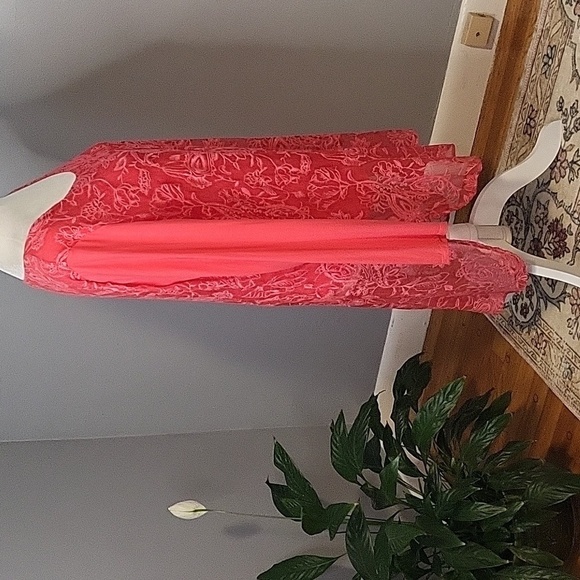 Soft Surroundings Pink Embroidered Silk Lace Hi Lo Lined Tunic Size L - Picture 2 of 12